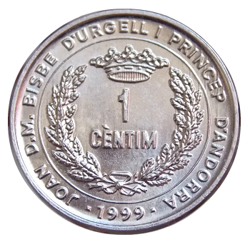 Андорра 1 сантим 1999 год