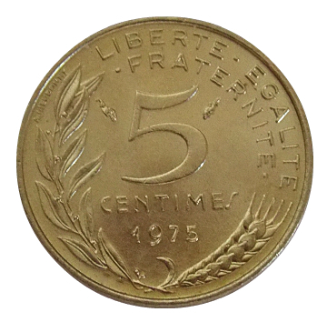 Франция 5 сантимов  1975 год